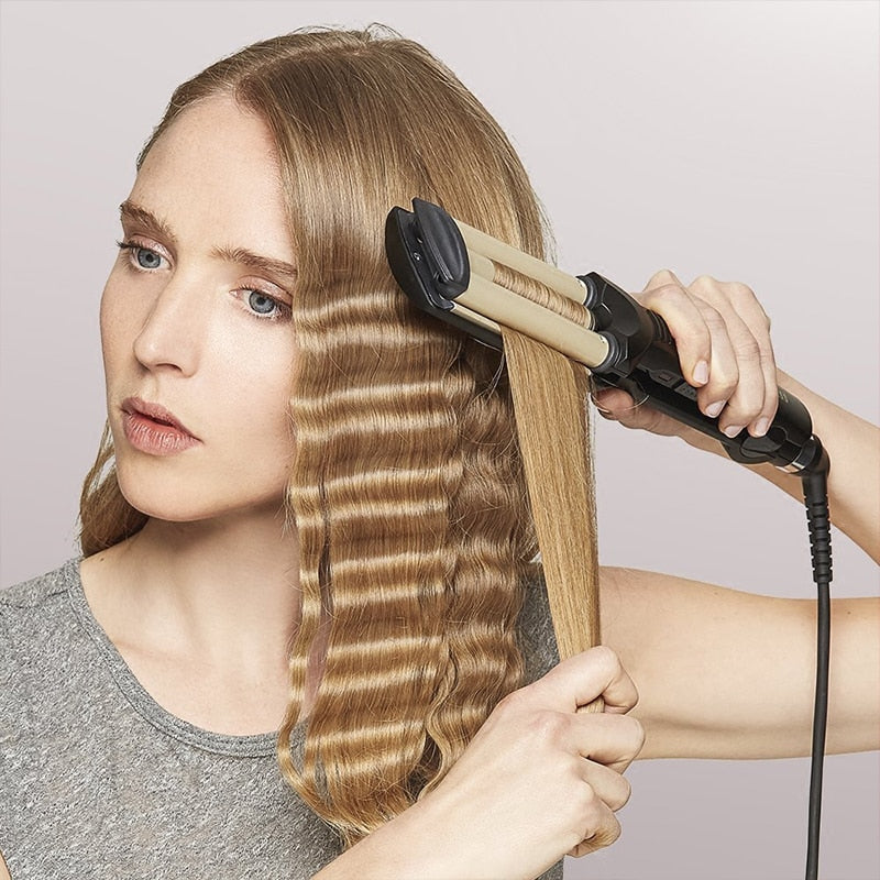 KEMEI 3-Barrel Professional Big Wave Hair Curler