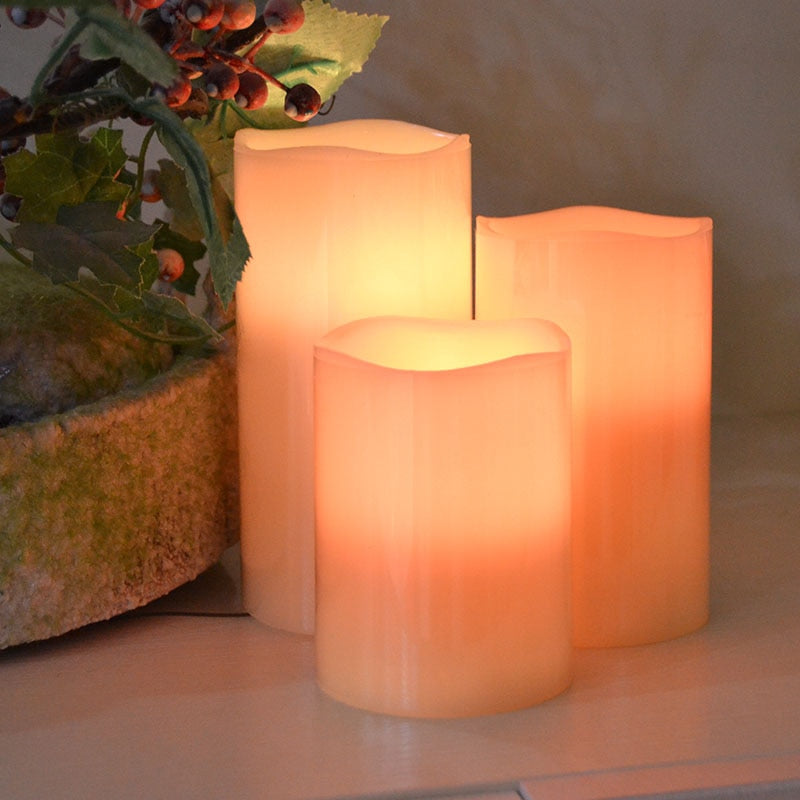 LED Power Simulation Candle Night Light with Remote & Timer