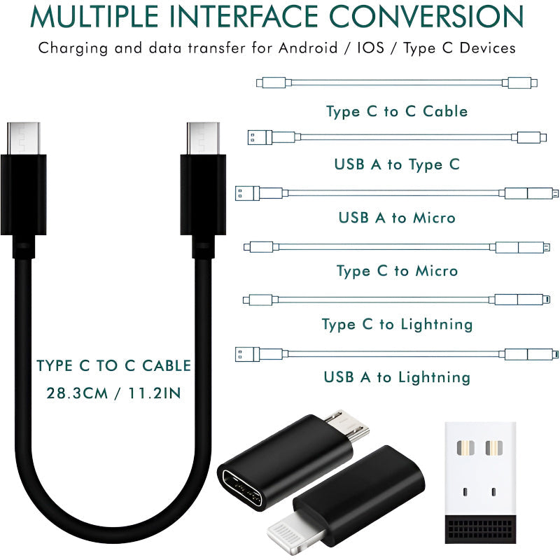 5-in-1 60W Fast Charging Cable Set – Portable Data Cable Kit