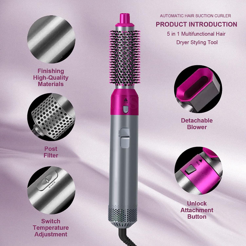 5 in 1 Hair Dryer & Styling Tool – Dryer, Straightener, Curler & Comb