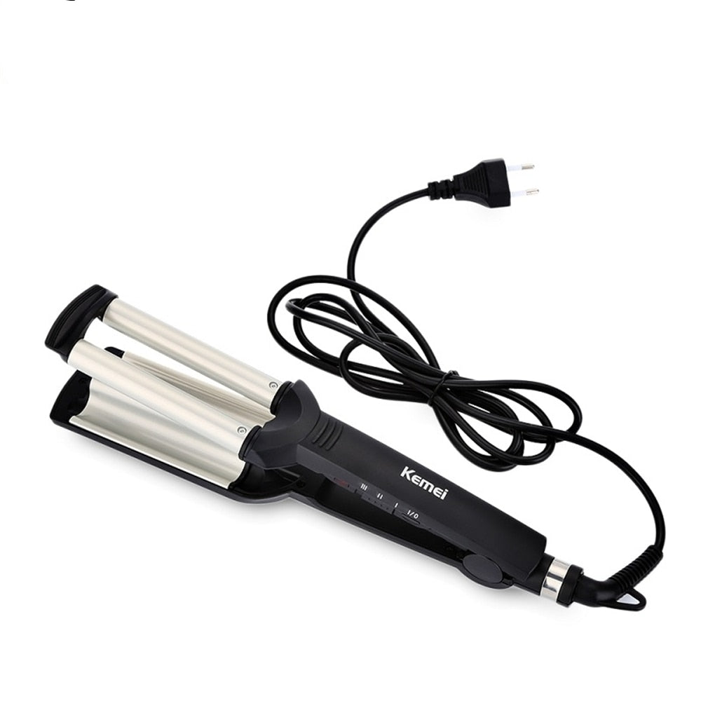 KEMEI 3-Barrel Professional Big Wave Hair Curler