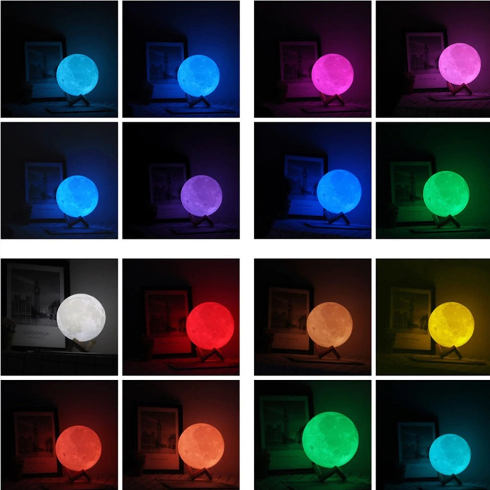 3D Moon Lamp LED Rechargeable Table Light – 12CM with Remote