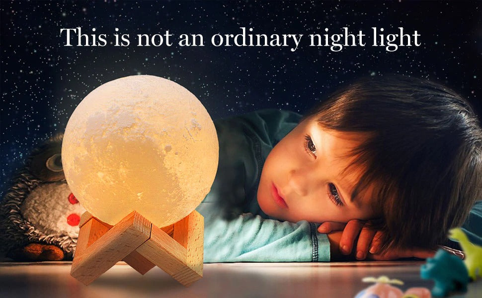 3D Moon Lamp LED Rechargeable Table Light – 12CM with Remote