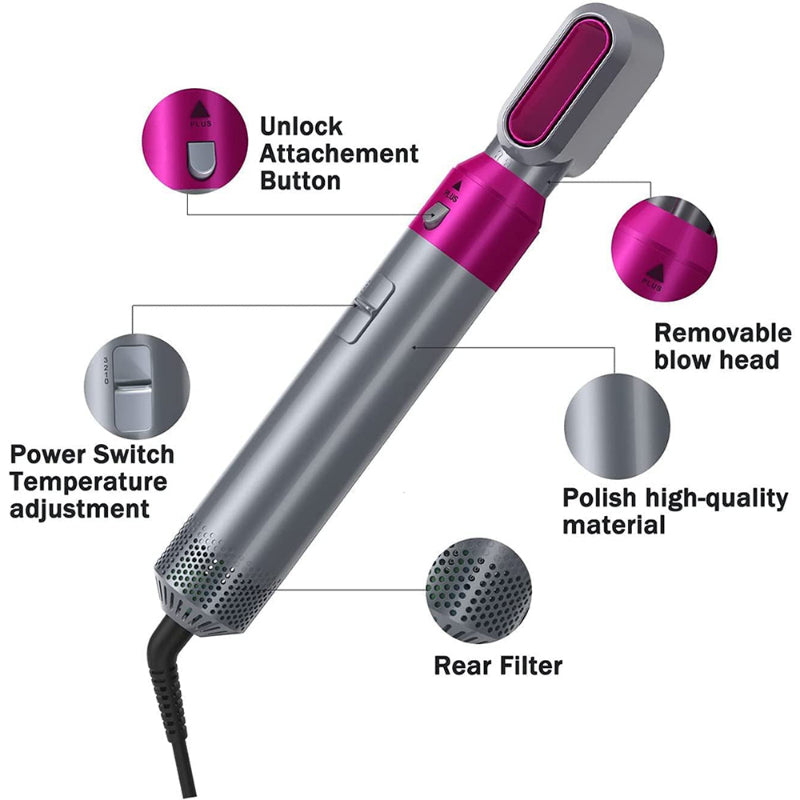 5 in 1 Hair Dryer & Styling Tool – Dryer, Straightener, Curler & Comb
