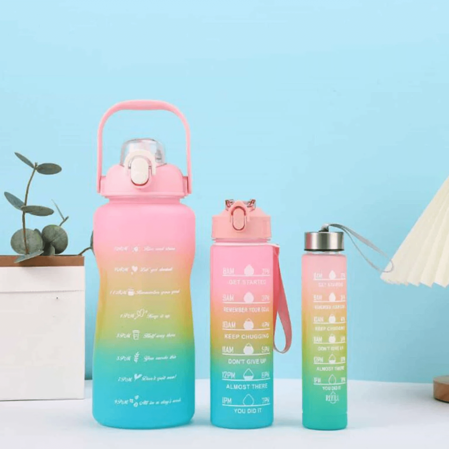 Large Capacity Gradient Water Bottle Set (3 Pcs)