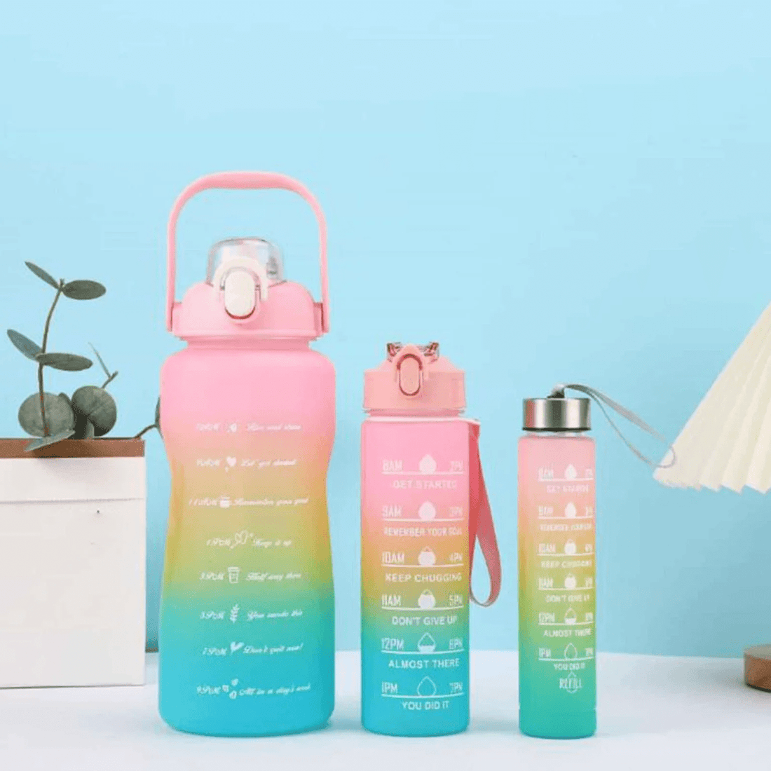 Large Capacity Gradient Water Bottle Set (3 Pcs)